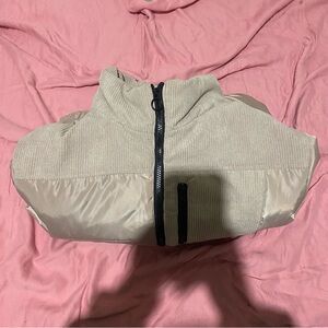 Garage Light Tan Puffer Jacket with Black Trim